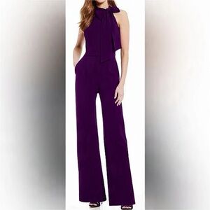 Vince Camuto Bow Halter Wide Leg Jumpsuit Crepe size 6